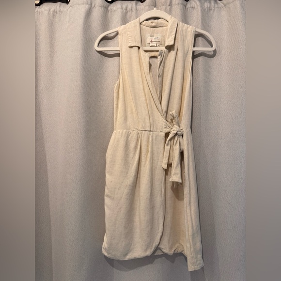 Anthropology Linen Sleeveless Midi Trench Dress in Cream XS - Picture 3 of 11